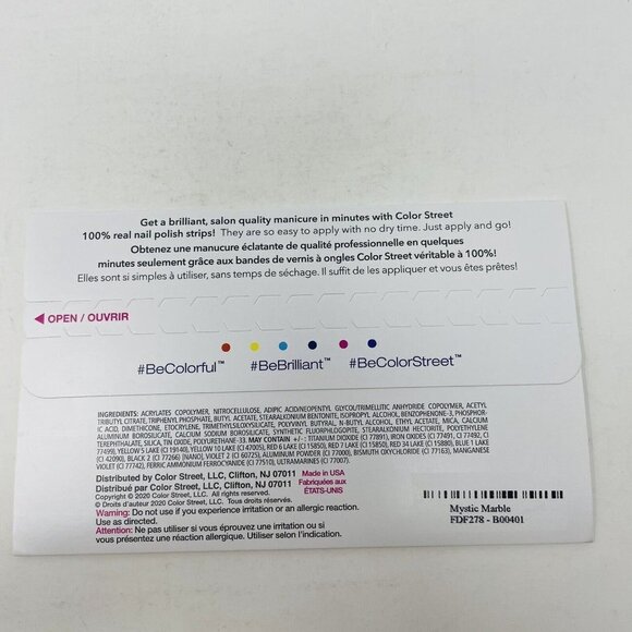 Color Street 100% Real Nail Polish Strips Mystic Marble White Art Design RETIRED - Picture 3 of 4